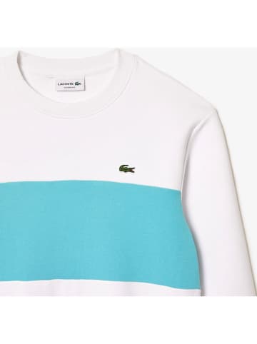 Lacoste Sweatshirt in Weiß/ Türkis
