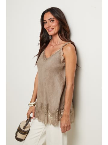 Le Monde du Lin Leinen-Blusentop in Taupe