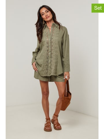 Le Monde du Lin 2tlg. Outfit in Khaki
