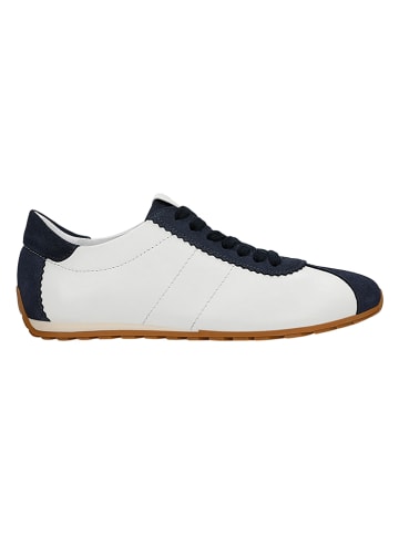Wojas Leren sneakers wit/donkerblauw