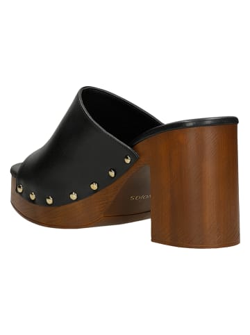 Wojas Leren slippers zwart/donkerbruin