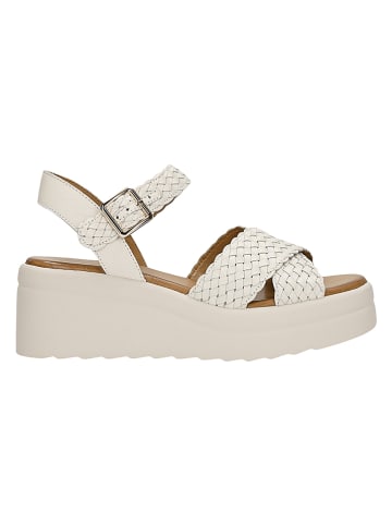 Wojas Leren sleehaksandalen crème