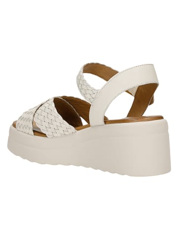 Wojas Leren sleehaksandalen crème