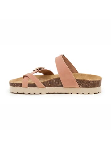 billowy Leder-Zehentrenner in Rosa