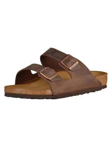 Birkenstock Leder-Pantoletten "Arizona" in Braun - Weite S
