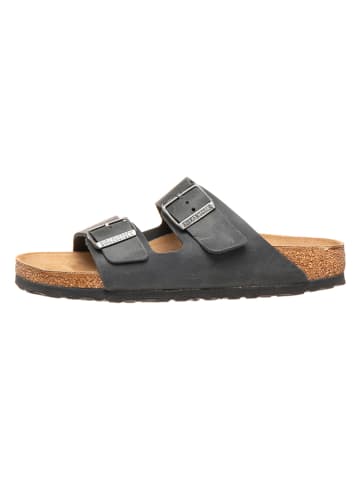 Birkenstock Leder-Pantoletten "Arizona" in Schwarz - Weite S