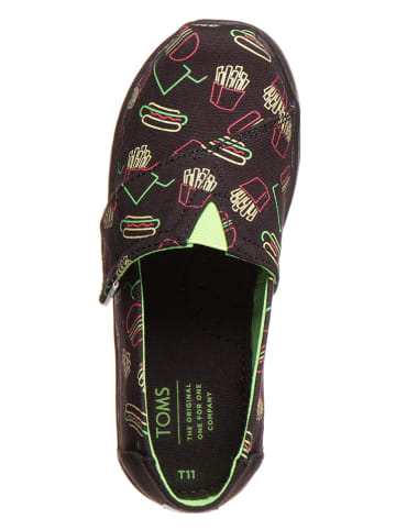 TOMS Instappers "Classic" zwart/roze/groen