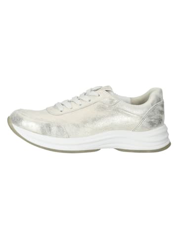 Paul Green Skórzane sneakersy w kolorze srebrno-kremowym