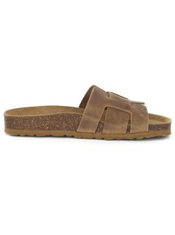 BABUNKERS Family Leren slippers lichtbruin