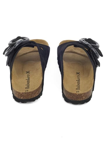 BABUNKERS Family Leren slippers zwart