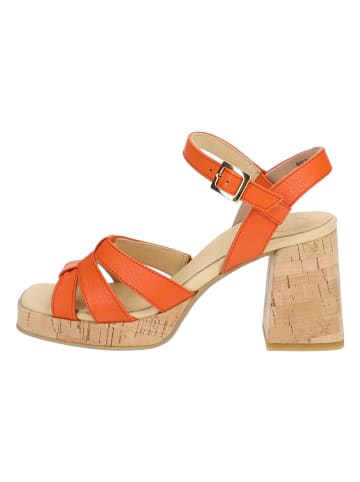 Paul Green Leren haksandalen oranje