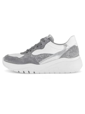 Gabor Leren sneakers wit/grijs/zilverkleurig