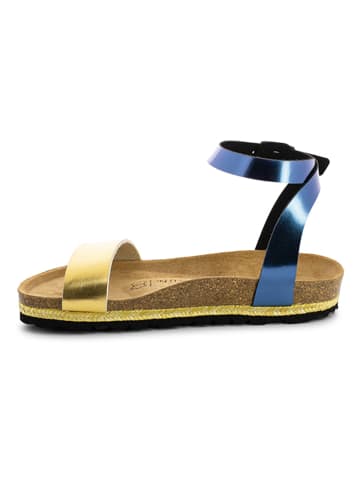 BACKSUN Sandalen "Junin" blauw/goudkleurig