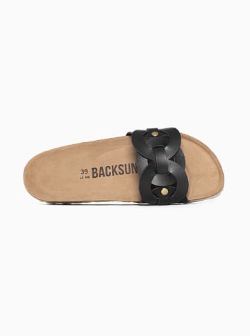 BACKSUN Leren slippers "Trapeze" zwart