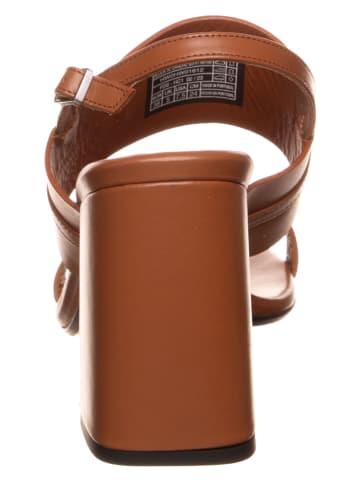 Calvin Klein Leder-Sandaletten in Hellbraun