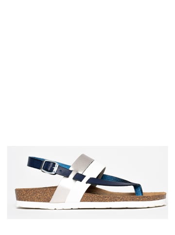 Sunbay Sandalen "Rita" wit/blauw/zilverkleurig