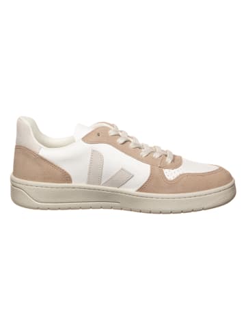Veja Leder-Sneakers "V 10" in Weiß/ Beige