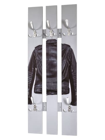 HAKU Möbel Wandgarderobe "Jacket" in Hellgrau/ Silber - (B)40 x (H)100 x (T)9 cm