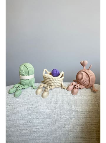 Lucky Bees 3er-Set: Kantenhocker in Grün/ Beige/ Hellbraun - (L)8 cm