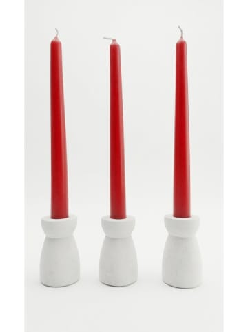 Lucky Bees 6-delige kaarsenset ''Hourglass'' wit/rood