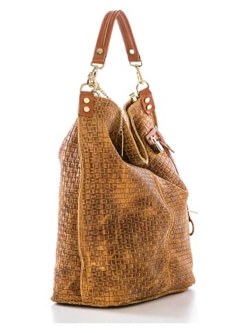 Anna Morellini Leder-Shopper "Caroline" in Hellbraun - (B)42 x (H)39 x (T)17 cm