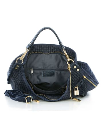 Anna Morellini Skórzany shopper bag "Caroline" w kolorze granatowym - 42 x 38 x 17 cm