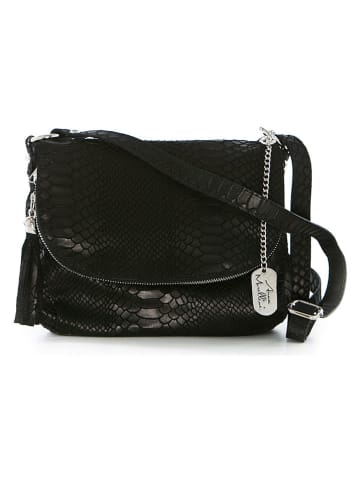 Anna Morellini Leder-Umhängetasche "Elena" in Schwarz - (B)28 x (H)20 x (T)8 cm