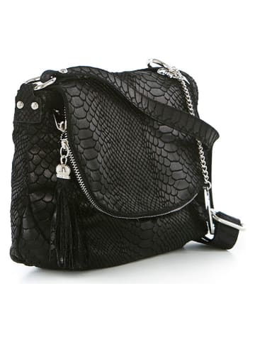 Anna Morellini Leren schoudertas "Elena" zwart - (B)28 x (H)20 x (D)8 cm