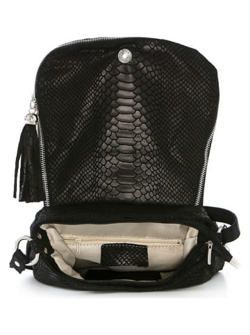 Anna Morellini Leder-Umhängetasche "Elena" in Schwarz - (B)28 x (H)20 x (T)8 cm