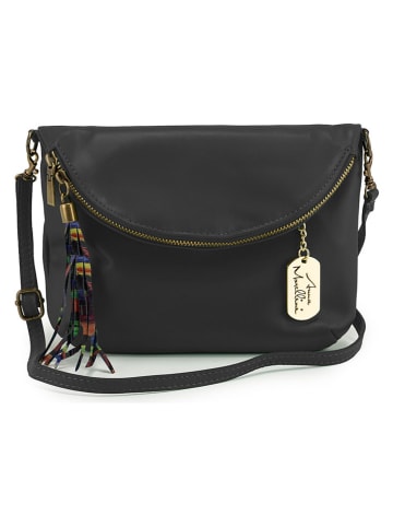 Anna Morellini Leder-Umhängetasche "Alice" in Schwarz - (B)22 x (H)18 x (T)2 cm
