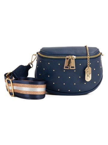 Anna Morellini Leren schoudertas "Domenica" donkerblauw - (B)19 x (H)15 x (D)8 cm
