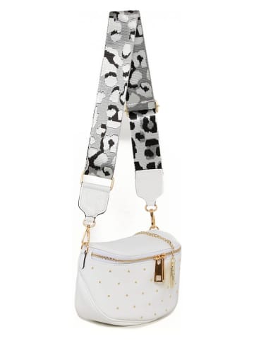 Anna Morellini Leder-Umhängetasche "Domenica" in Weiß - (B)19 x (H)15 x (T)8 cm