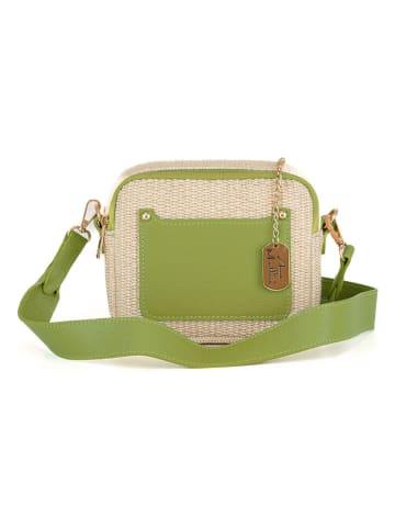 Anna Morellini Schoudertas "Ilaria" beige/groen - (B)20 x (H)17 x (D)8 cm