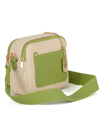 Anna Morellini Schoudertas "Ilaria" beige/groen - (B)20 x (H)17 x (D)8 cm