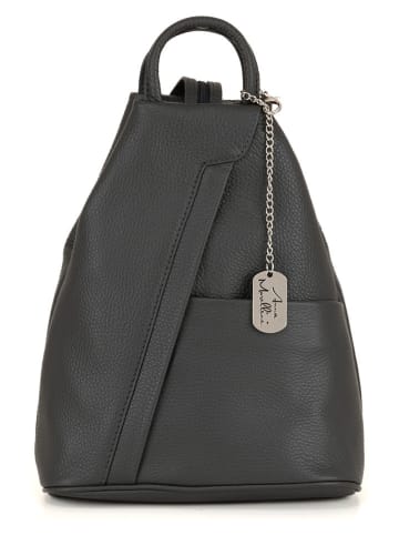Anna Morellini Leder-Rucksack "Renata" in Anthrazit - (B)24,5 x (H)30 x (T)7 cm