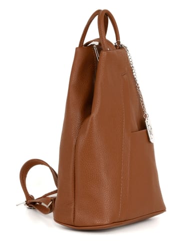 Anna Morellini Leren rugzak "Renata" cognackleurig - (B)24,5 x (H)30 x (D)7 cm