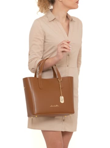 Anna Morellini Leder-Henkeltasche "Battista" in Camel - (B)29 x (H)14 x (T)14 cm
