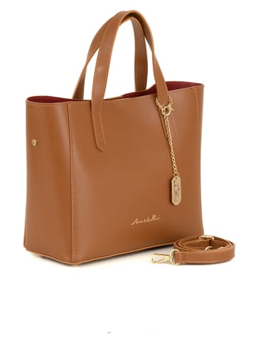 Anna Morellini Leder-Henkeltasche "Battista" in Hellbraun - (B)29 x (H)14 x (T)14 cm