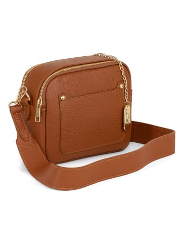 Anna Morellini Leder-Umhängetasche "Aldina" in Hellbraun - (B)22 x (H)18 x (T)11 cm