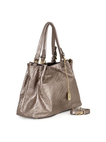 Anna Morellini Leder-Schultertasche "Eloisa" in Bronze - (B)38 x (H)28 x (T)16 cm