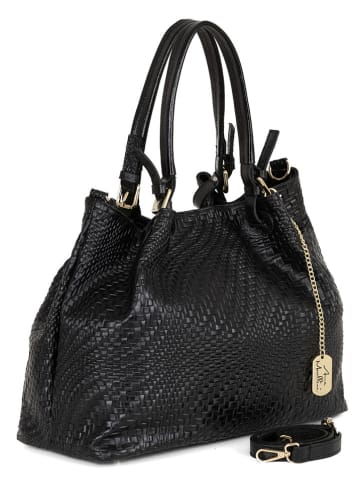 Anna Morellini Leren schoudertas "Eloisa" zwart - (B)38 x (H)28 x (D)16 cm