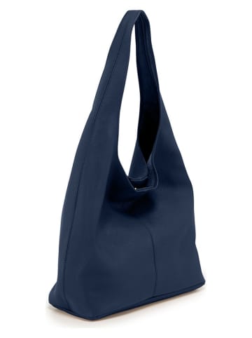 Anna Morellini Skórzany shopper bag "Tarquinia" w kolorze granatowym - 32 x 32 x 16 cm