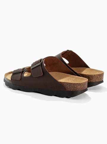 BACKSUN Leder-Pantoletten "Bali" in Braun