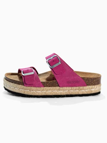 BACKSUN Leder-Pantoletten "Gwana" in Pink