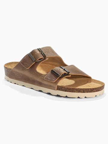 BACKSUN Leren slippers "Bali" camel