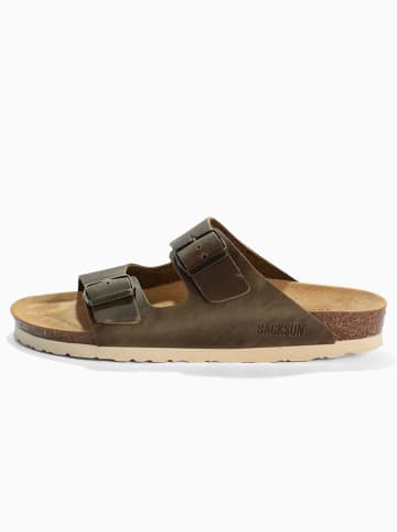 BACKSUN Leder-Pantoletten "Bali" in Braun