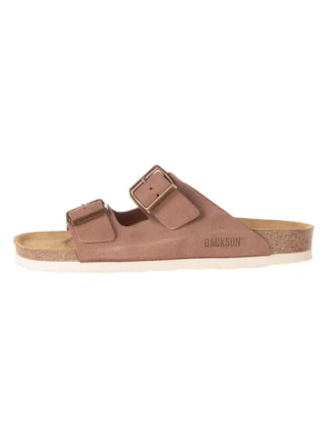 BACKSUN Leder-Pantoletten "Bali" in Braun