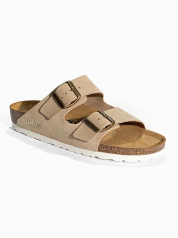BACKSUN Leder-Pantoletten "Bali" in Beige
