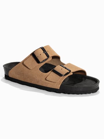BACKSUN Leder-Pantoletten "Bali" in Beige