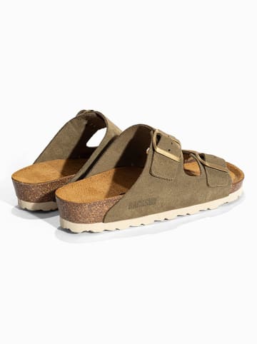 BACKSUN Skórzane klapki "Bali" w kolorze khaki